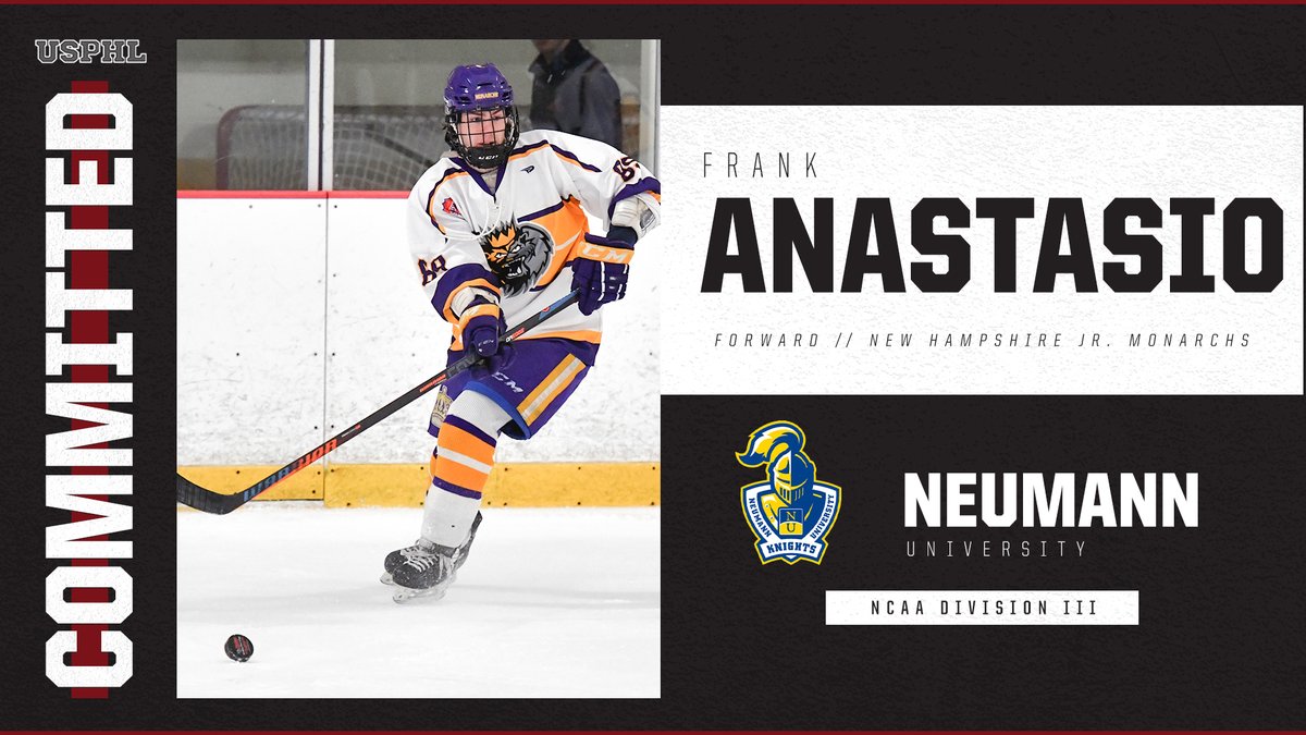 #USPHLCommitments: Congratulations to three-year <a href="/NHJRMONARCHS/">N.H. Jr. Monarchs</a> forward Frank Anastasio, as he gets ready to move on to <a href="/NCAAIceHockey/">NCAA Ice Hockey</a> with <a href="/NeumannMIH/">Neumann University Men's Ice Hockey</a> beginning this season. Best of luck, Frank! 

bit.ly/CommitAnastasio