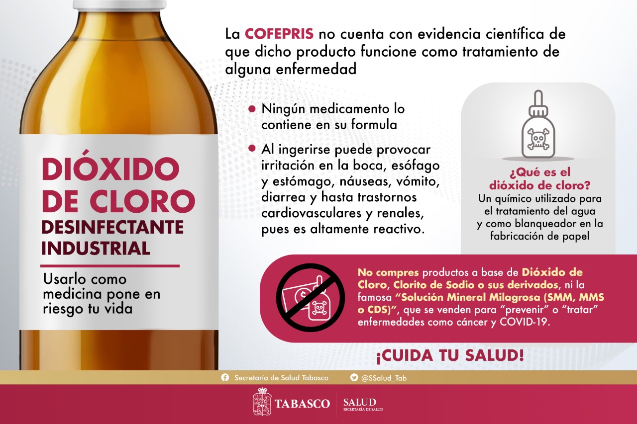 Expertos alertaron sobre los riesgos de consumir dióxido de cloro