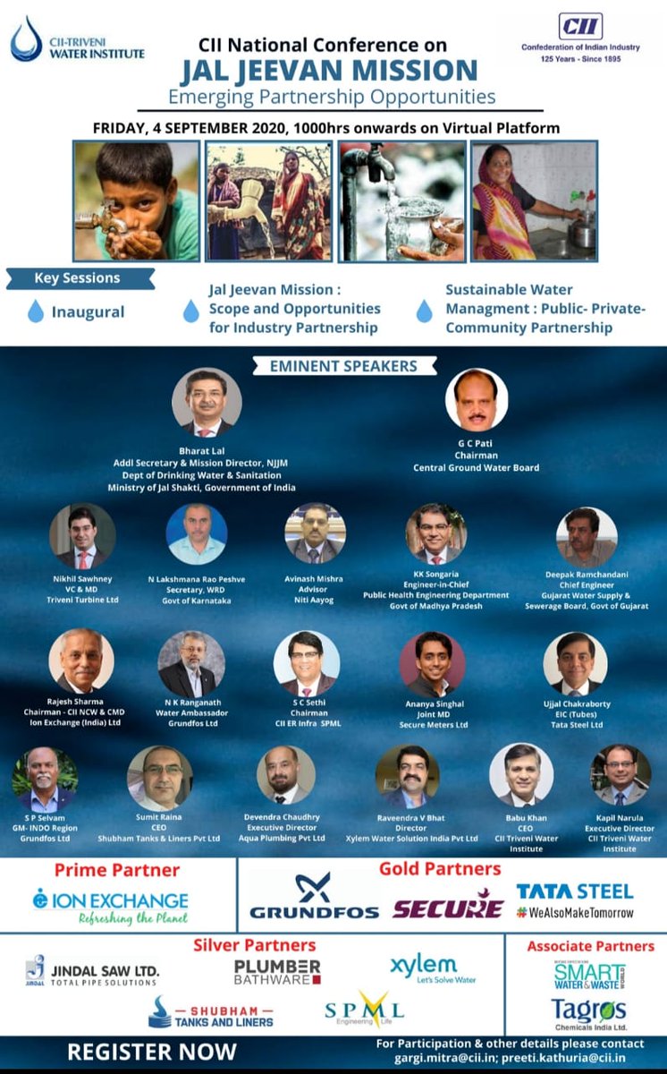 PlumberBathware's tweet photo. We are proud to be participating in the CII National Conference on Jal Jeevan Mission 10 AM onwards.
Come, be a part of this event to know more about Sustainable Water Management. Link to participate - 
https://t.co/rbL9ohGQWB
@FollowCII 
#SaveWater #water #CII https://t.co/MlaTknCdZg