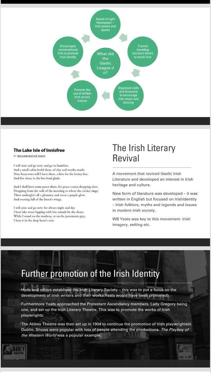 MissBlanche90's tweet photo. Really enjoying the prep time we are getting in school while year group inductions. I made this power point for 3rd Years on Cultural Nationalism. Anyone want a copy let me know 😊 #histedchatie #sharingsources #irishhistory https://t.co/NQif0AyXTN