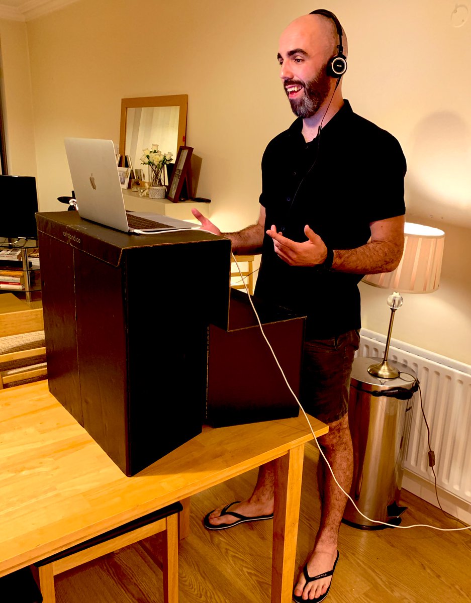 Pa_Dmcshane's tweet photo. Awesome to speak at this year’s @RosenfeldMedia #EX2020 conference. Very weird doing it from home and not in the USA, but this was way comfier with the shorts and sandals combo. @optimalworkshop Time for a wine! https://t.co/fRTaYuCPXE