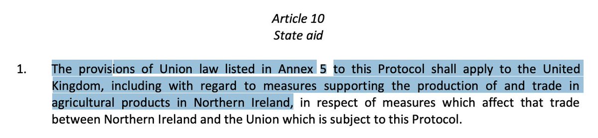 1. First, the facts. Deal or no deal, the UK has already committed to EU state aid rules after the end of the transition period (December 31 2020). Article 10, NI Protocol, Withdrawal Agreement.
