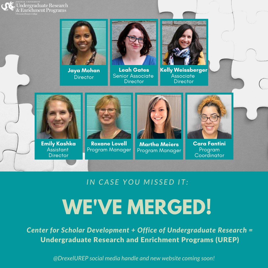 DrexelUREP's tweet photo. ICYMI: We've merged with @DrexelOUR! For now, continue to follow our current channels and website, but coming mid-September both will be new! See you soon at #DrexelUREP. https://t.co/lMNYsk6SVk