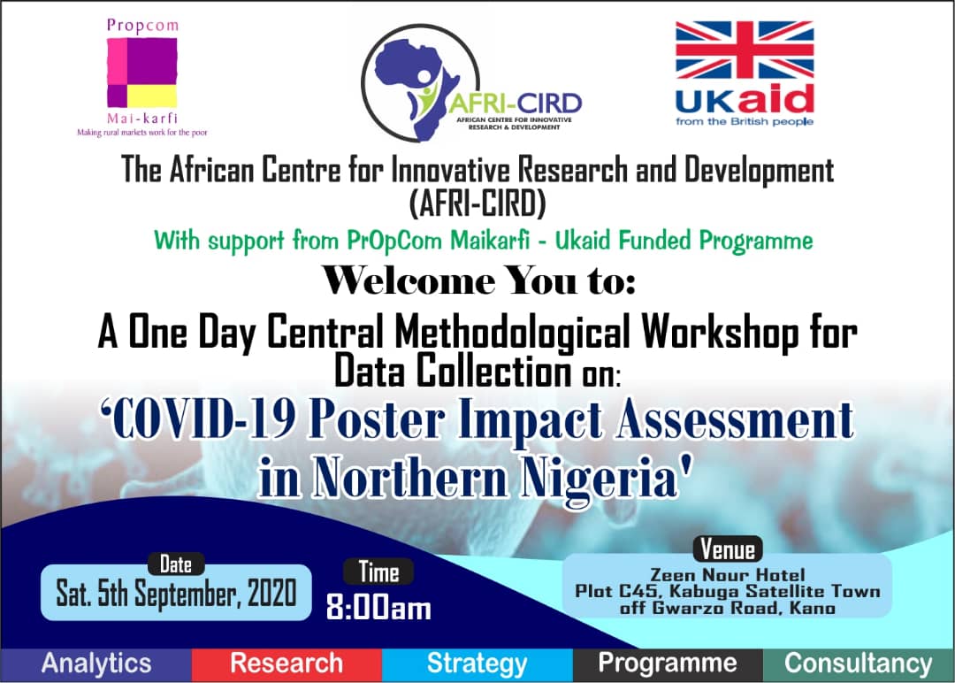 Mohbell07's tweet photo. Welcoming @AfriCird's researchers to a central methodological training on COVID-19 Poster Impact Assessment in Northern Nigeria - 5th September 2020. @Propcom2 Commissioned data collection being implemented by AFRI-CIRD and supported by @UKaid. @PalladiumImpact @UKinNigeria https://t.co/eyaGKabbAz