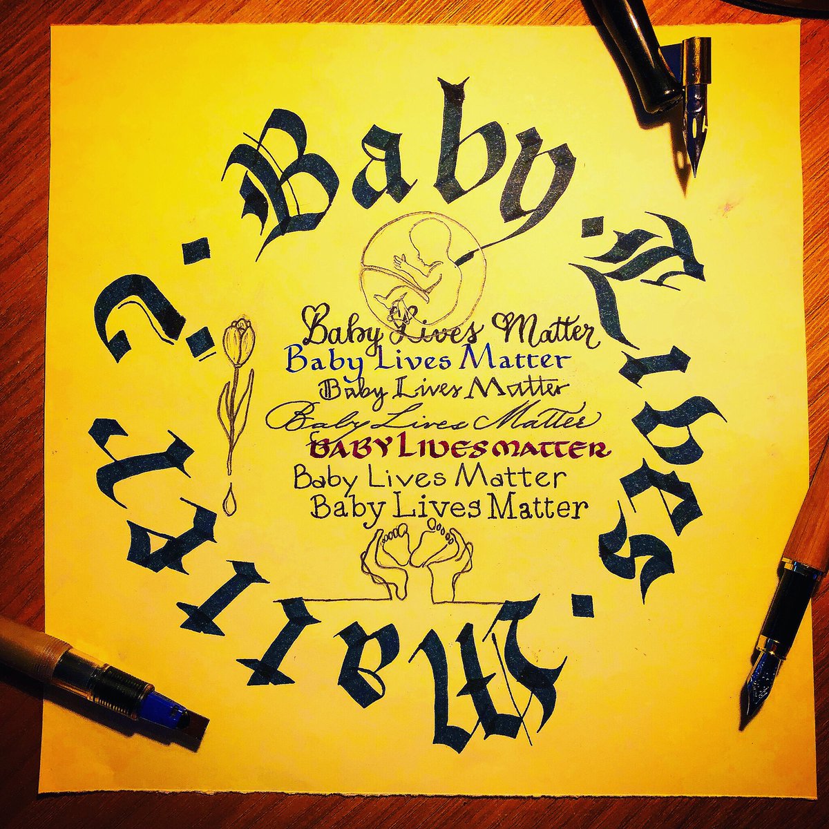wilsonportejr's tweet photo. Baby Lives Matter? #babylivesmatter #abortion #aborto #parallelpen #nib #fountainpen #spencerianpenmanship #lettering #tipewriterdrawing #italiccalligraphy #gothictextura #tulip #babies https://t.co/dbzR37Vipr