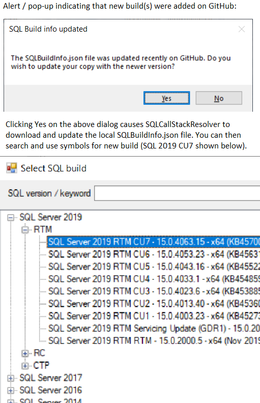 arvisam's tweet photo. Public PDB info for the newly released #SQLServer 2019 CU7 has been updated in #SQLCallStackResolver. This being the first CU released after #SQLCallStackResolver 2.x, users should automatically be notified of the new symbol info. Click Yes & it will update its local symbol info! https://t.co/dZk2g587Hy