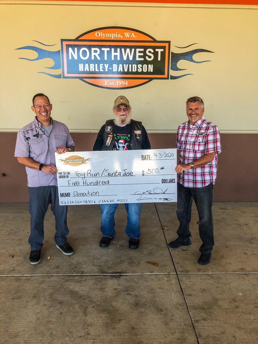 NWHarley's tweet photo. NWHD loves it’s customers! We awarded Santa Joe $500 in Northwest Harley Davidson credits for his commitment and generosity to the annual toy run and Harley Davidson. We love our community and can’t wait to see how Joe spends his money! 

#harleydavidson #motorcycle  #letsride https://t.co/5b2HVTQc31