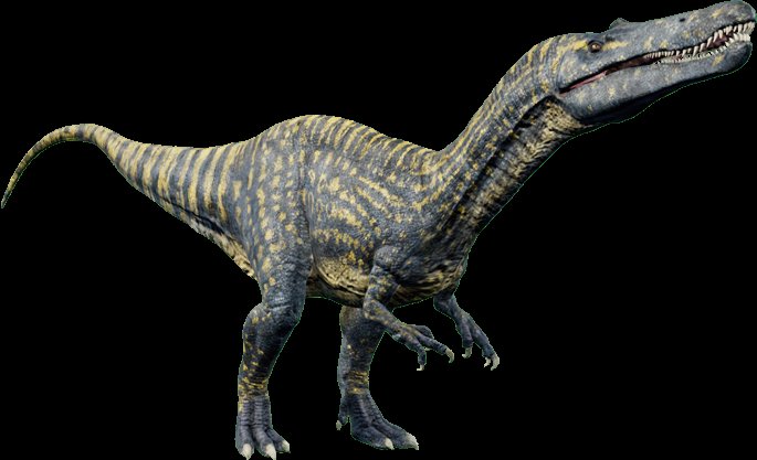 Le Suchomimus n'apparaît pas dans Jurassic World mais l'espèce a bien été clonée pour le parc éponyme situé sur Isla Nublar. On ne sait pas si l'espèce fut impliquée dans l'incident survenu en 2015.
