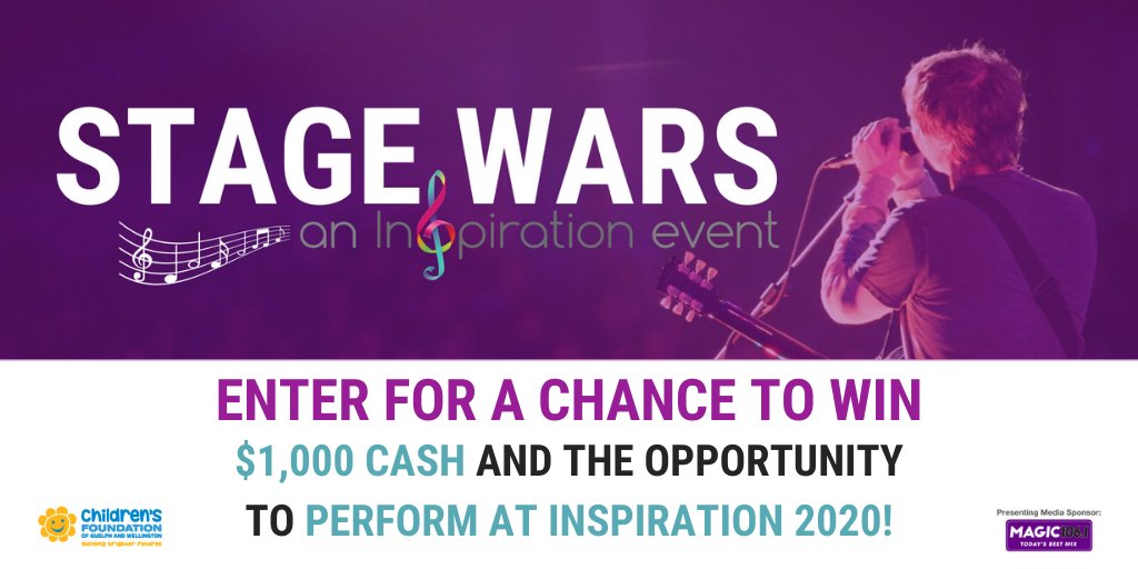#StageWars applications are still OPEN! You could win:
🎵 $1,000 cash
🎵 Perform at #InspirationGuelph, headlined by <a href="/ScottHelman/">Scott Helman</a>
 🎵 Perform an original song on <a href="/magic1061/">Magic106.1</a>
 
Think you've got what it takes? Visit inspirationguelph.com to enter!🎤

#Guelph #LiveMusic #Contest