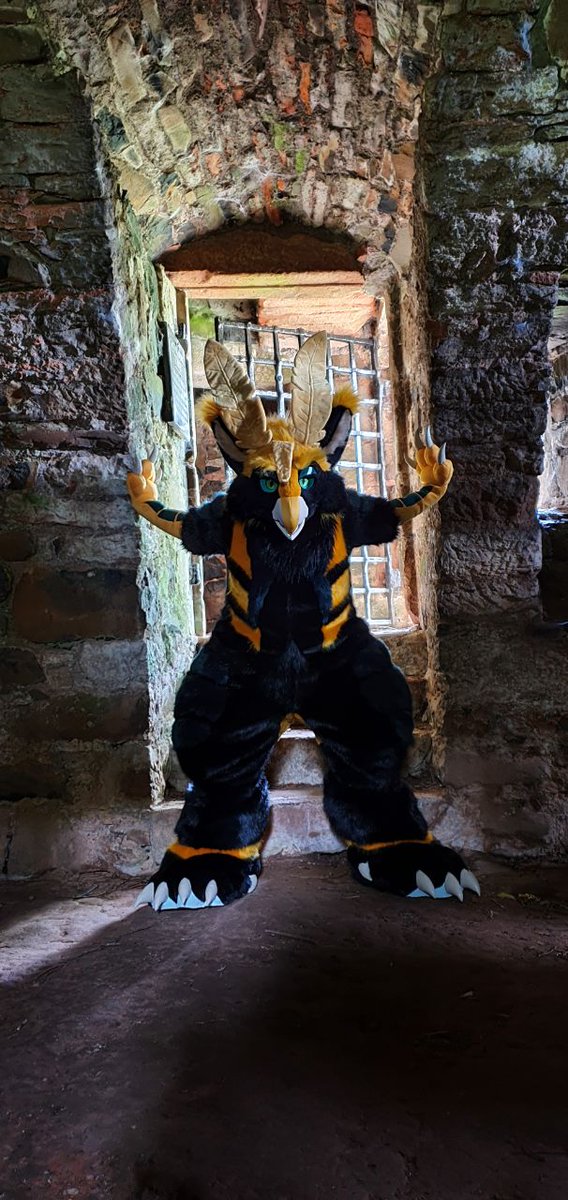 SGSuits's tweet photo. Some photos of Loki with her sister suit, Boba! These were taken last week by the owners at the perfect location, an abandoned castle tower... complete with a trellis gate! 

Loki: @Booshietwoshoes 
Boba: @LapresOfficial https://t.co/lBsW8RrDmr