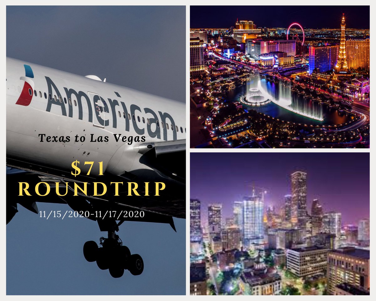 parabletravel's tweet photo. $71 Roundtrip
Texas to Las Vegas
October 15,2020-October 17,2020
When you fly American Airlines
Expedia
#parabletravel #vacation #getaway #trip #instagram #Chicago #Miami #insta #instavacation #instafeed #selflove #Flights
https://t.co/J7mgMbNxVU https://t.co/5VxSsGt6OJ