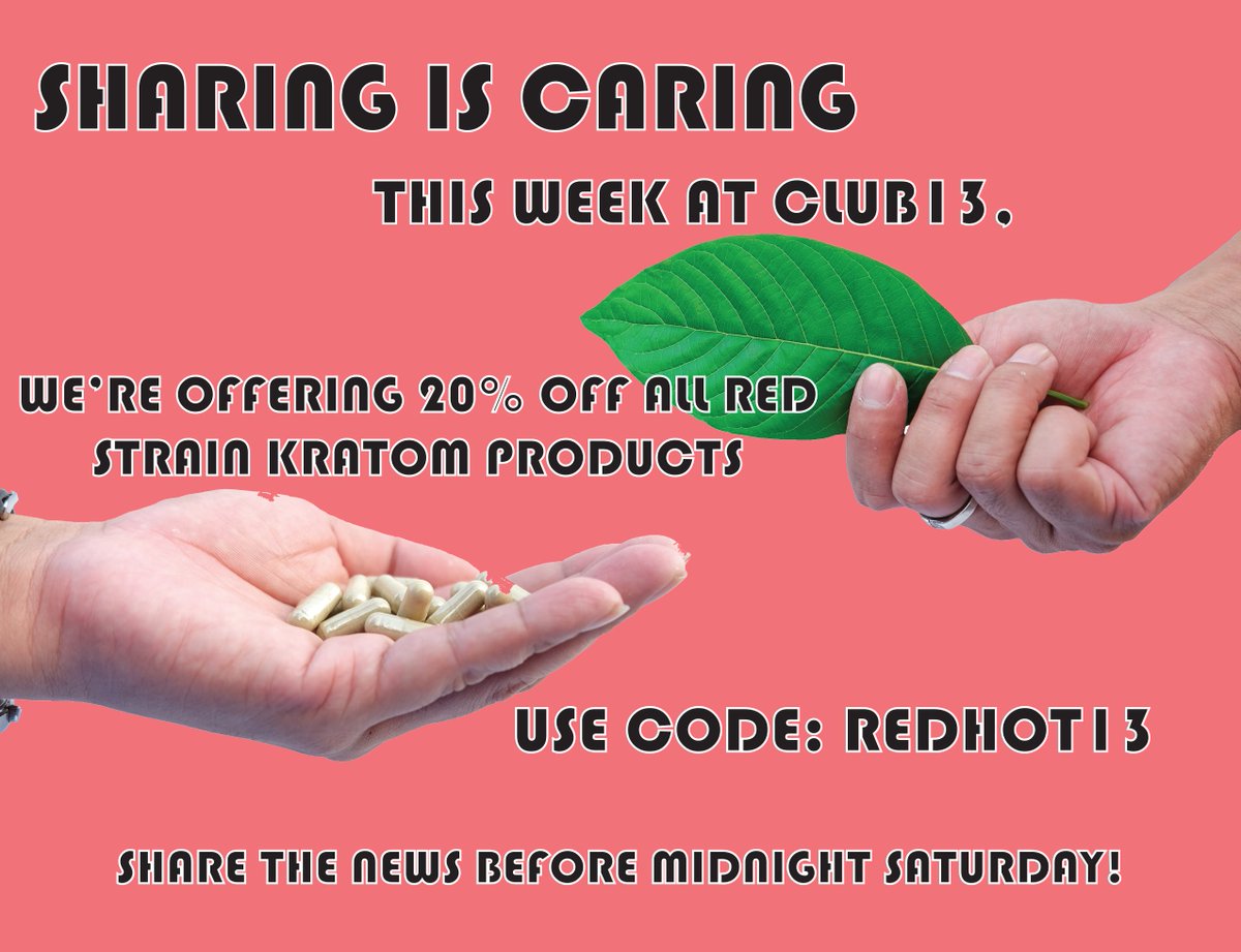 Club13Herbals's tweet photo. Spread the news! Club13's summer sales are coming in hot!!
.
.
.
.
.
#Kratom #RedStrain #Strains #SharingIsCaring #Club13 #RedHot13 #SummerSales #Coupons https://t.co/VBSYoCQLNa