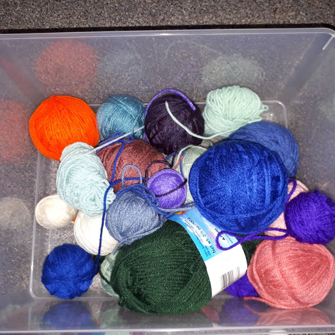 ActuallyYarn's tweet photo. So many scraps of yarn, what to do with it?
Make scrap balls of yarn, and a rug :)
#scrapball #scrapyarnproject #scrappyproject https://t.co/ZAvu1pjJLH