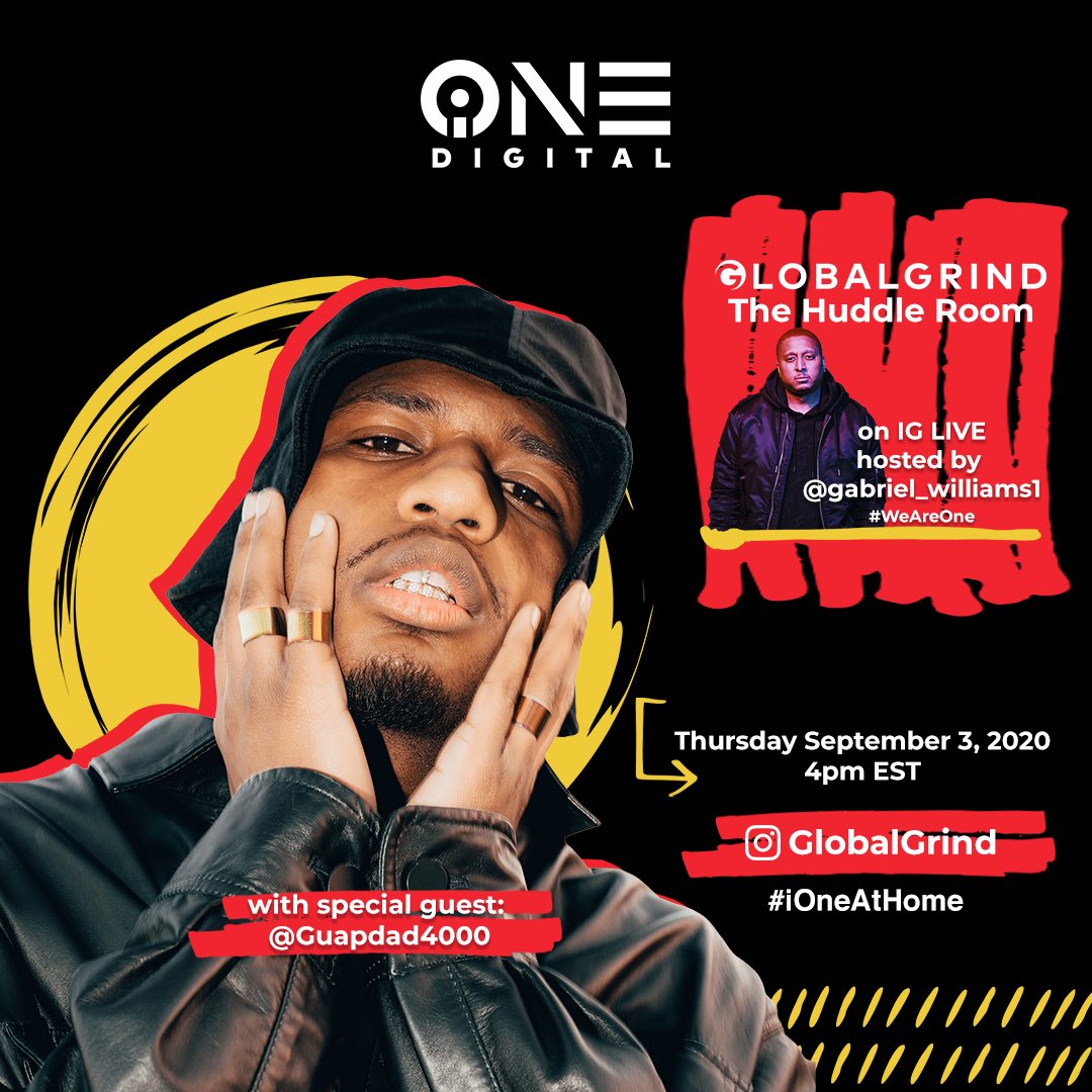 GlobalGrind's tweet photo. Great convo with @guapdad4000 today hosted by @Gabriel_Will2! In case you missed it, check it out here: https://t.co/vXCInEkM9m
#TheHuddleRoom
#iOneAtHome
#GlobalGrind
#GlobalGrindMusic https://t.co/OZoKJ225ZW