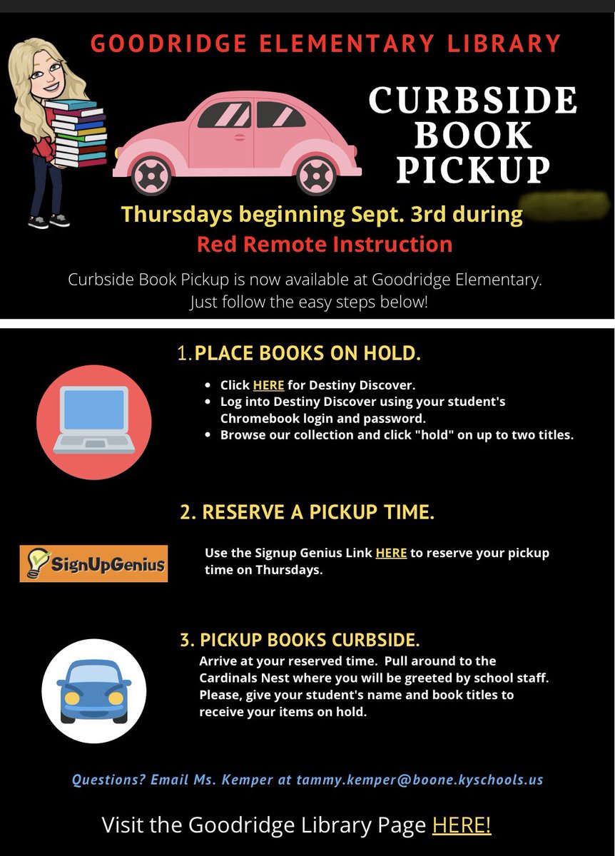 TES_4Library's tweet photo. What a fantastic first day of Library Curbside Pickup!! It was wonderful seeing all the student’s smiling faces as they picked up their library books.@GreenwoodStacie @RhondaHerald @GoodridgeElem @jenpat28 https://t.co/3zfj99wm0O