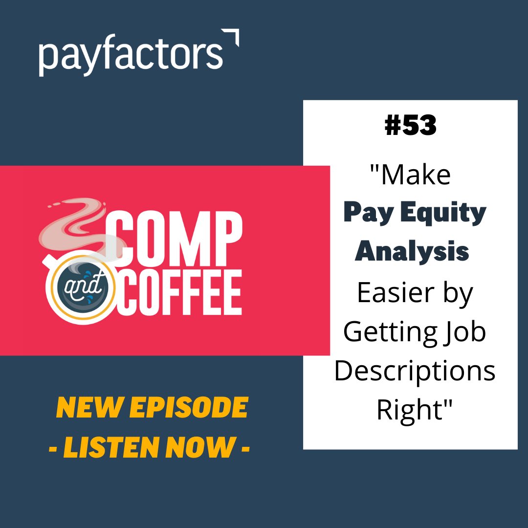 Payfactors's tweet photo. Payfactors Comp and Coffee: new episode available! Tune in to learn more about the foundational importance of job descriptions across your entire organization and how they aid in pay equity analysis. https://t.co/elJiScdQU7 https://t.co/IovgL4IS2R