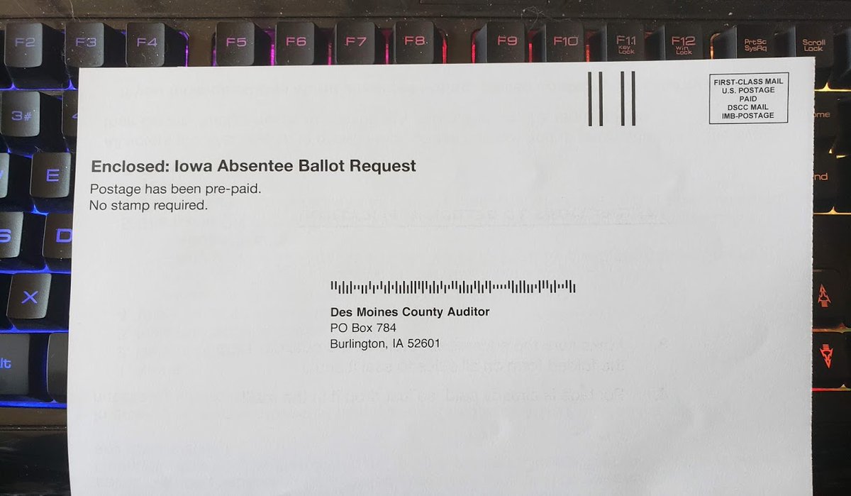 SandyforIAHous1's tweet photo. Two months until the chance to vote is gone. Ballots will be in the mail to voters in Iowa next month!  My ballot request form is ready to mail, today. Have you mailed yours? https://t.co/qqfzePvvTo