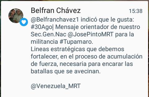 ElProfesor_09's tweet photo. Este muchacho @Belfranchavez1 de  @MRT_Carabobo es muy sospecho su ambigüedad, deslealtad, oportunismo y grandes capacidades para #Adular dice mucho de el
¿Esta con quien @TupamaroMRT o @Venezuela_MRT ? fue Rechazado x @WBenavides_MRT y @JosePintoMRT ahora no haya donde ahorcarse https://t.co/j7qADaVBVQ