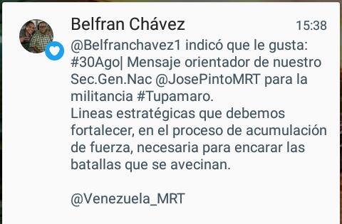 Este muchacho @Belfranchavez1 de  @MRT_Carabobo es muy sospecho su ambigüedad, deslealtad, oportunismo y grandes capacidades para #Adular dice mucho de el
¿Esta con quien @TupamaroMRT o @Venezuela_MRT ? fue Rechazado x @WBenavides_MRT y @JosePintoMRT ahora no haya donde ahorcarse