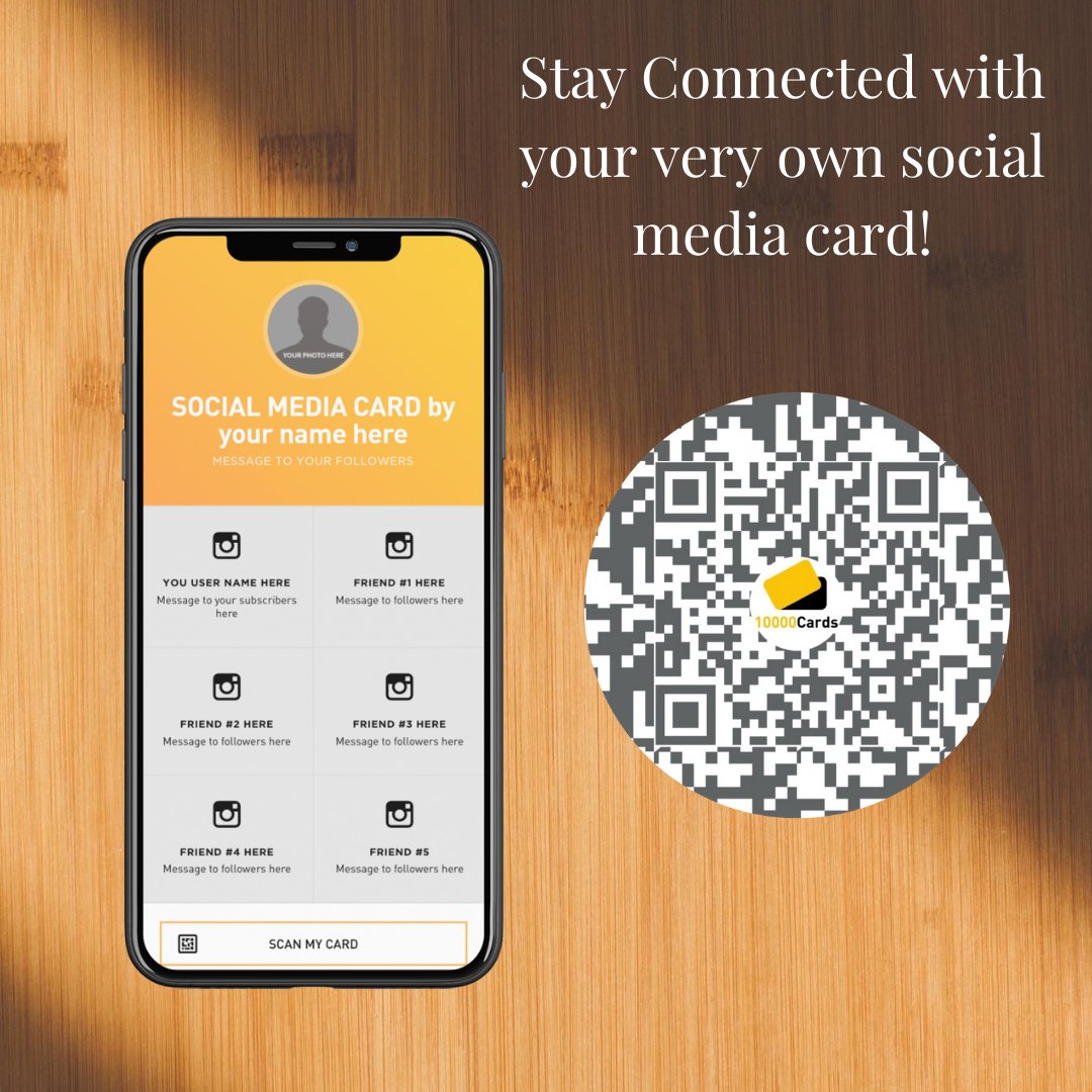 Connections mean everything in this day and age! Your social media card will allow you to grow your social network, while maintaining long-lasting relationships!