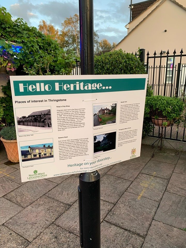 Thringstone2's tweet photo. This is one of three Hello Heritage Boards in Thringstone put together by Friends of Thringstone.  This one is outside Ruby's.  Have a walk round the village and learn a little about its past. https://t.co/ULQdpPvxre