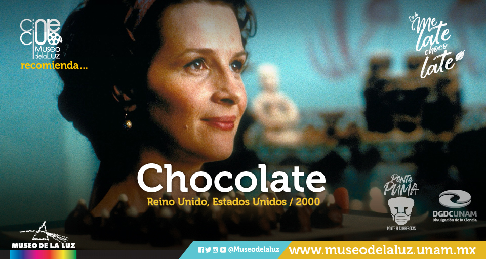 MuseodelaLuz's tweet photo. 🎬 En el ciclo de cine #MeLateChocolate, nuestro #CineClub recomienda... "Chocolate" (2000), la historia de una forastera que abre una chocolatería en un pequeño pueblo, mientras lucha por ganar la confianza de la gente ➡️ https://t.co/LIgTLioFAq. 🍫😋
#CienciaADomicilio https://t.co/IydujT4xTg