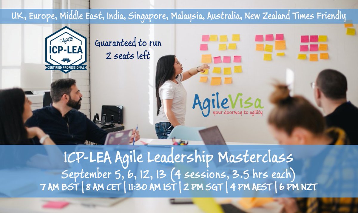 pdshinde25's tweet photo. ICAgile ICP-LEA focuses on developing leaders who are adaptive and agile in their leadership style. This is where leaders learn to lead themselves first and create an environment that will allow agility to thrive.

Register at https://t.co/nWDU4avC0f
#Australia #NewZealand https://t.co/KDwuMVLQMi
