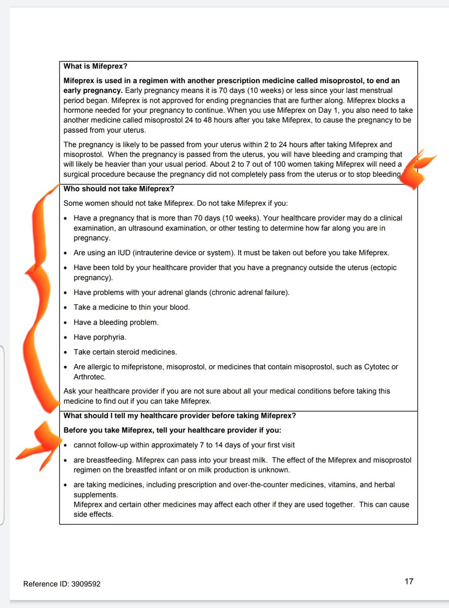 "About 2 to 7 out of 100 women taking Mifeprex will need a surgical procedure" That is higher range than the claim of 2.6% on page 13.