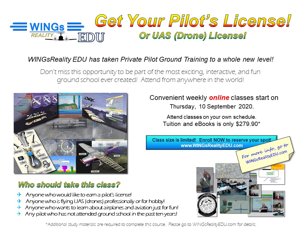 WINGsRealityEDU's tweet photo. Attend Private Pilot Ground School classes online! - https://t.co/1wpJNgLtHT https://t.co/UibT8vHeAj