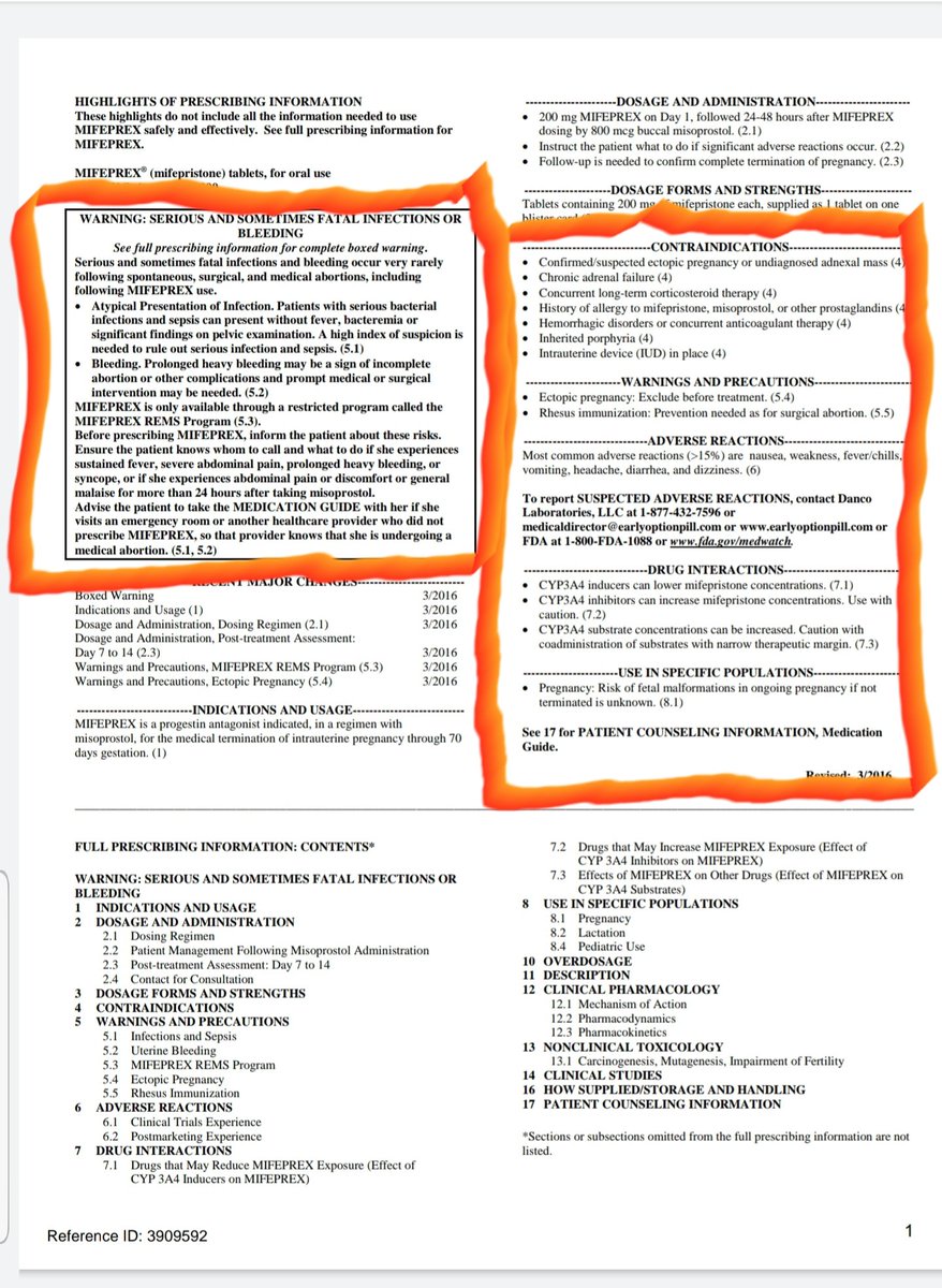 Thread regarding the risks of Mifeprex directly from Danco Laboratories and the FDA as of 2019.