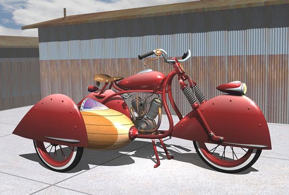 QuirkyRides's tweet photo. A #quirky #ArtDeco #Motorcycle &amp; #Sidecar A product of the imagination of #StuartSwartz Wish we could see it in the metal https://t.co/S7etuJjVlf