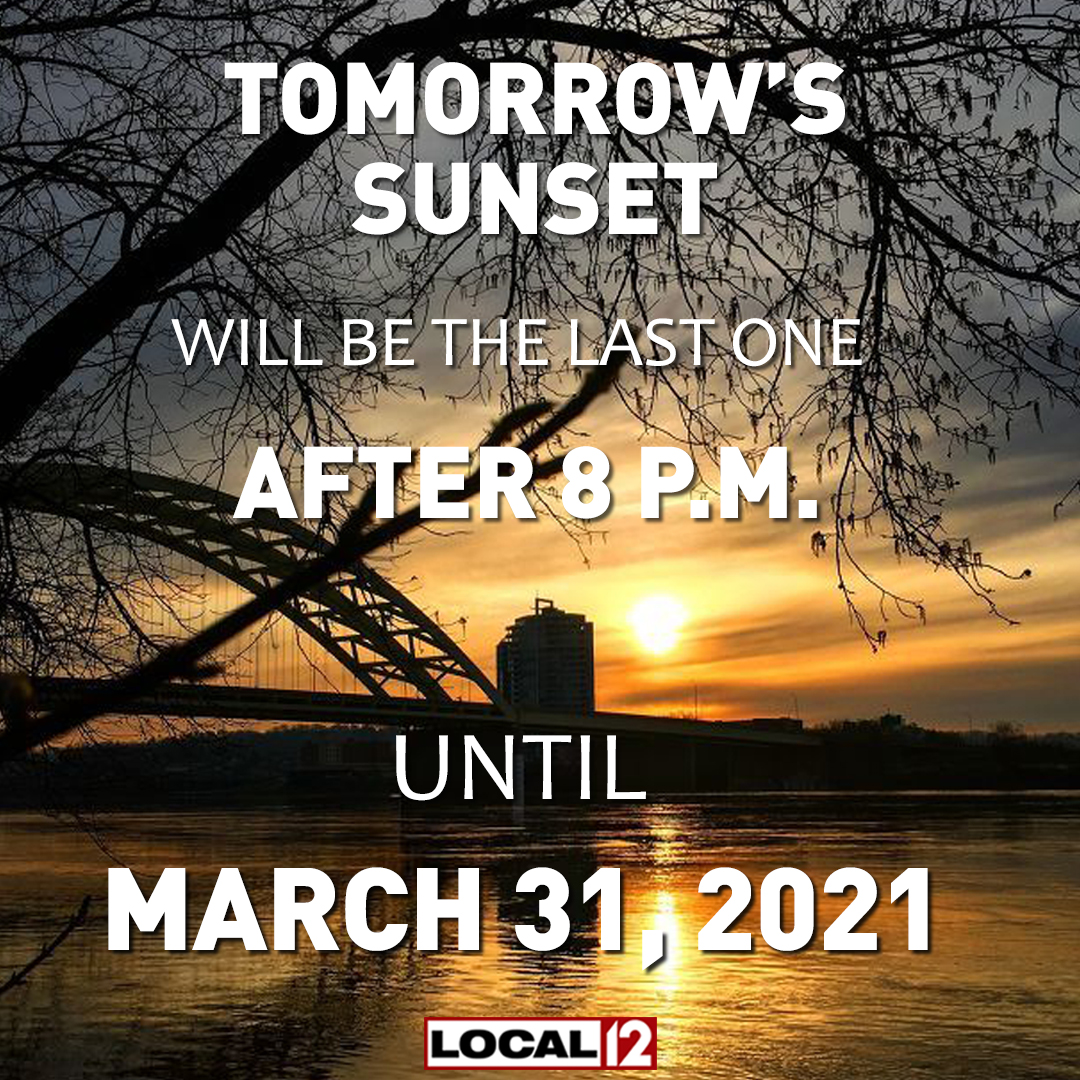 The days are getting shorter. Tomorrow is our last sunset after 8 p.m. for this year.

We won't see an 8 p.m. sunset again until March 31, 2021... it's a reminder that Fall is right around the corner.