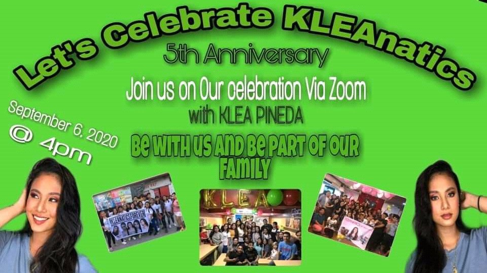 Hi everyone! Chance niyo na para makita at makausap ang ating iniidolo na si <a href="/kleapineda/">Klea Pineda</a> ☺ Sali na sa aming 5th Anniversary Celebration via Zoom app!!!! 💚💚💚💚 DM us if you are interested :)