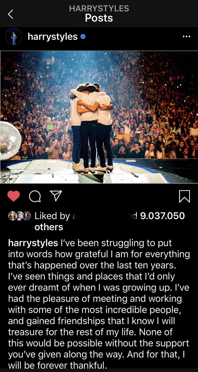 IICFly_Home's tweet image. Harry’s ig post of #10yearsof1d has more than NINE MILLION likes holy cow