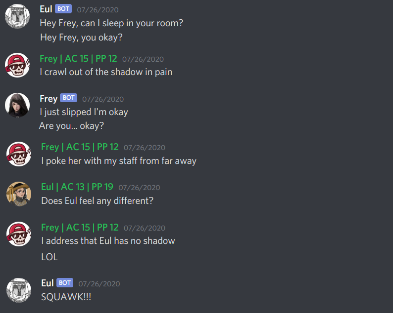 ElysiumGatekeep's tweet photo. They decide to sleep before looking for Bhaerim. Eul asks Frey if they can sleep in the same room.

Frey notices at Eul has no shadow and the two girls freak out.  Eventually, Eul's shadow returns and the orbs that float around her clatter to the ground. 

They sleep. https://t.co/Ikcosl06b0