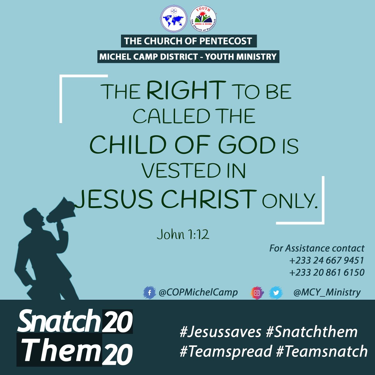 MCY_ministry's tweet photo. Do you want to take a decision to accept JESUS CHRIST as your LORD & SAVIOUR?
Do you need counselling or assistance?
Click on the link below & let's help you through it.
https://t.co/alnIvvcP8l
God bless you.
*#Jesussaves*
*#Snatchthem*
*#Teamsnatch*
*#Teamspread* https://t.co/fALTpy9tsx