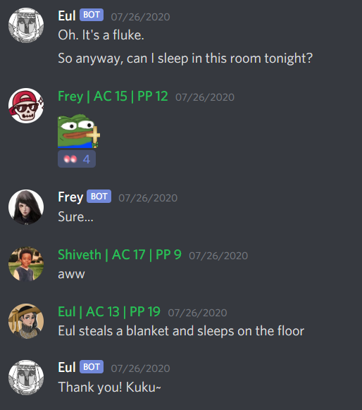 ElysiumGatekeep's tweet photo. They decide to sleep before looking for Bhaerim. Eul asks Frey if they can sleep in the same room.

Frey notices at Eul has no shadow and the two girls freak out.  Eventually, Eul's shadow returns and the orbs that float around her clatter to the ground. 

They sleep. https://t.co/Ikcosl06b0