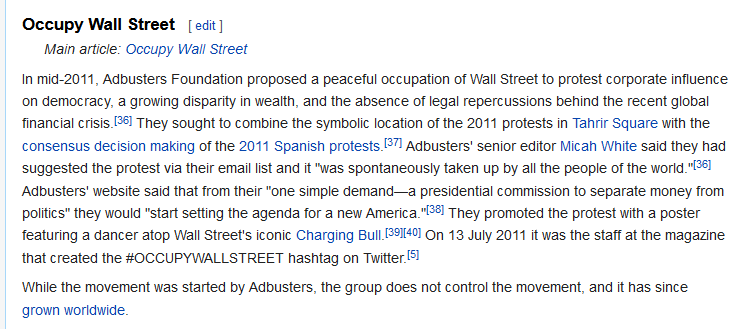 Adbusters is pretty big, and they've run David Graeber's articles before. Adbuster's senior editor, Micah White, said an IRA troll from Russia contacted him.  https://en.wikipedia.org/wiki/Adbusters 