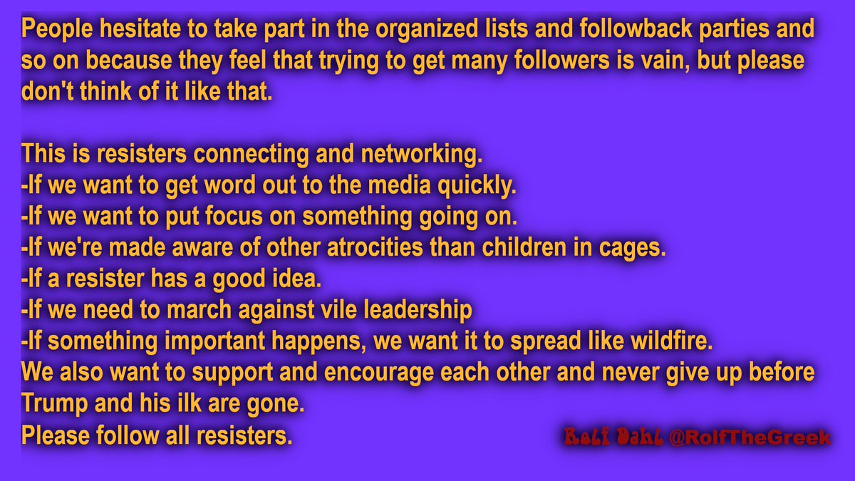  #StrongerTogether The resistance wants no resister left behind.For those resisters who have few followers, comment underneath and then we'll see if other resisters will pick you up.But if we all follow those who comment we can get something done. #BidenHarrisLandslide2020