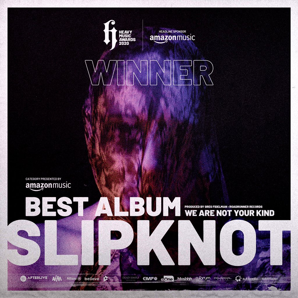 slipknot's tweet photo. Thank you, @heavymusicawds. Always an honor when it comes straight from the fans who voted from around the world. 🤘🤘 #HMA20 #WeAreNotYourKind https://t.co/Z6H6IIOCRE