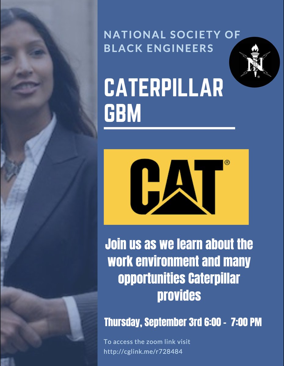 NSBE_UIUC's tweet photo. Join NSBE and learn about Caterpillar and the professional opportunities they provide 🤝 tonight @6pm https://t.co/oMdQG2DzPw