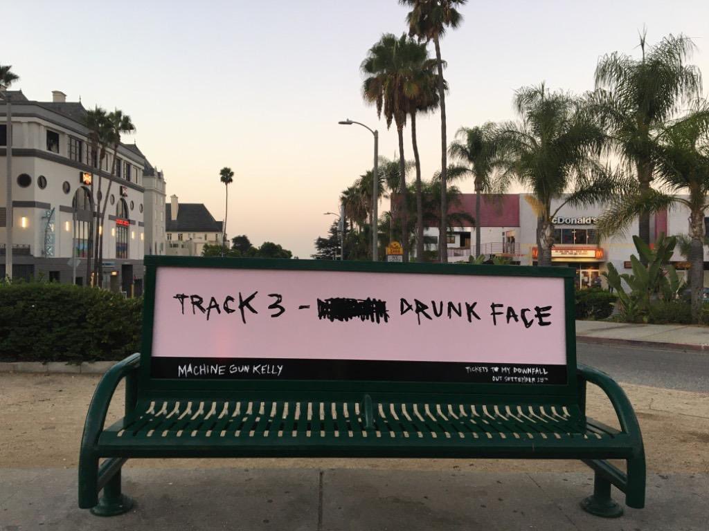 machinegunkelly's tweet photo. set up a little bus stop scavenger hunt if you want to find out the song title’s before i tell them to you tomorrow https://t.co/rndKG7se3J