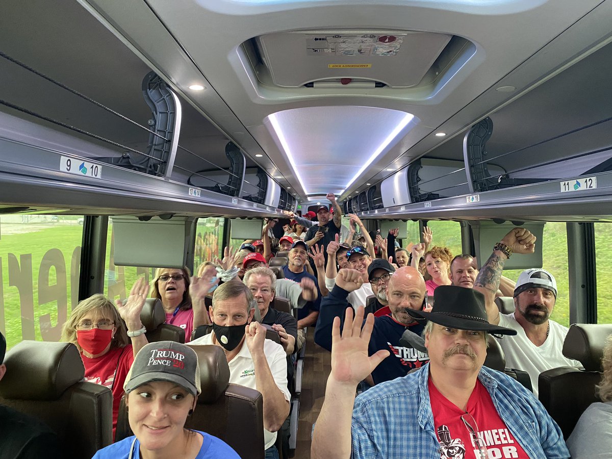 Bus full of Trump supporters on bus ride to hanger: