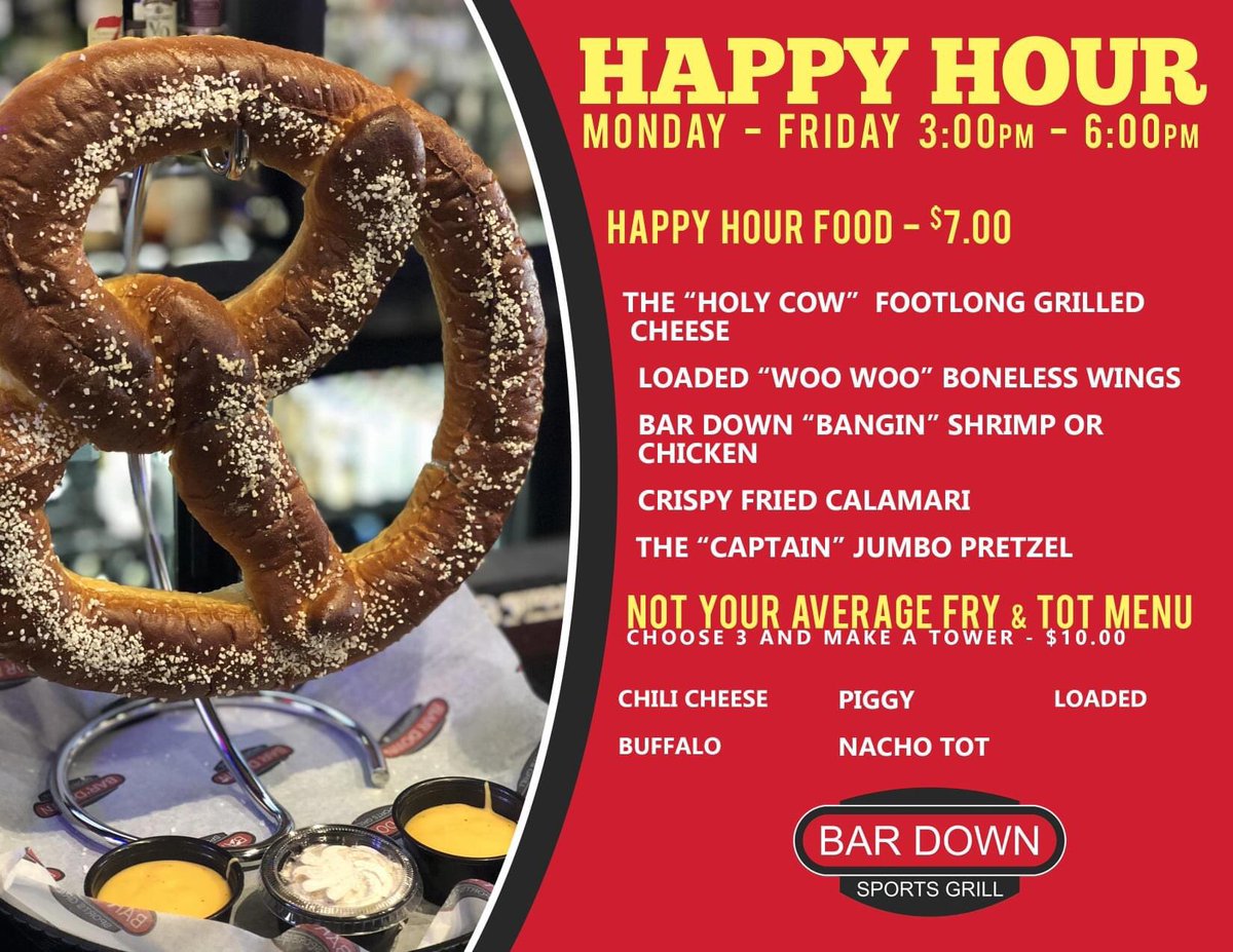 BarDownSG's tweet photo. Our happy hour menu runs Monday - Friday, from 3:00pm - 6:00pm! 
We're the perfect spot for an after work pit stop!😉 https://t.co/9rQaB17V7h