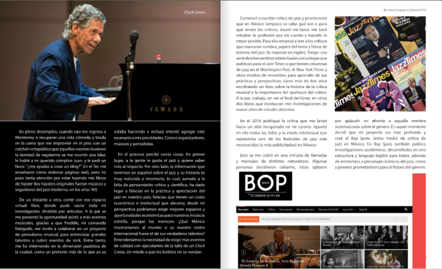 BopSpots's tweet photo. La revista @CampusCultural, del @TecdeMonterrey presenta la historia de #BopSpots, a través de la voz de su fundadora 🔥
Para acceder al número completo de esta publicación, visita 👉https://t.co/rJMdQ8Mge1 🔴
#jazz #campuscultural #musica #revistamusical #itesm #tecdemty #mty https://t.co/bg2pxD1w65