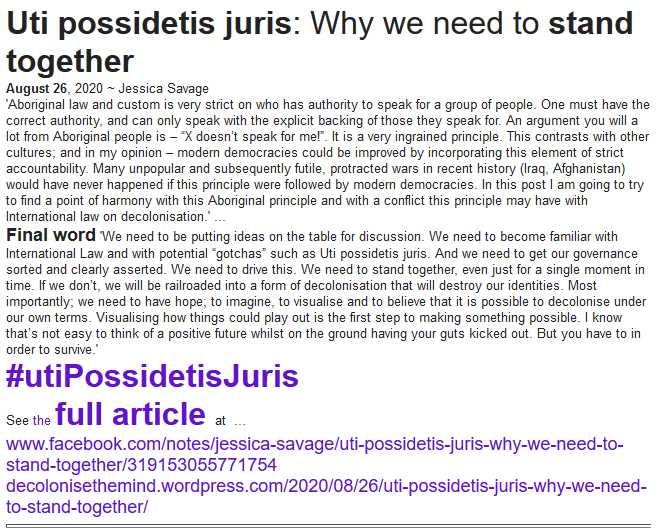 WgarNews's tweet photo. #WGARcompilation: #UtiPossidetisJuris: Why we need to #StandTogether https://t.co/3yBWtETzmF | FB: #ThinkingSovereignty | FB Vimeo: #JessicaSavage @murtupuni | #ThisWGARnews of #4thSept2020 ft #Decolonisation #Decolonise #DecoloniseTheMind https://t.co/bkaLzkO293 cc @Girrali https://t.co/wrCqJVODHC