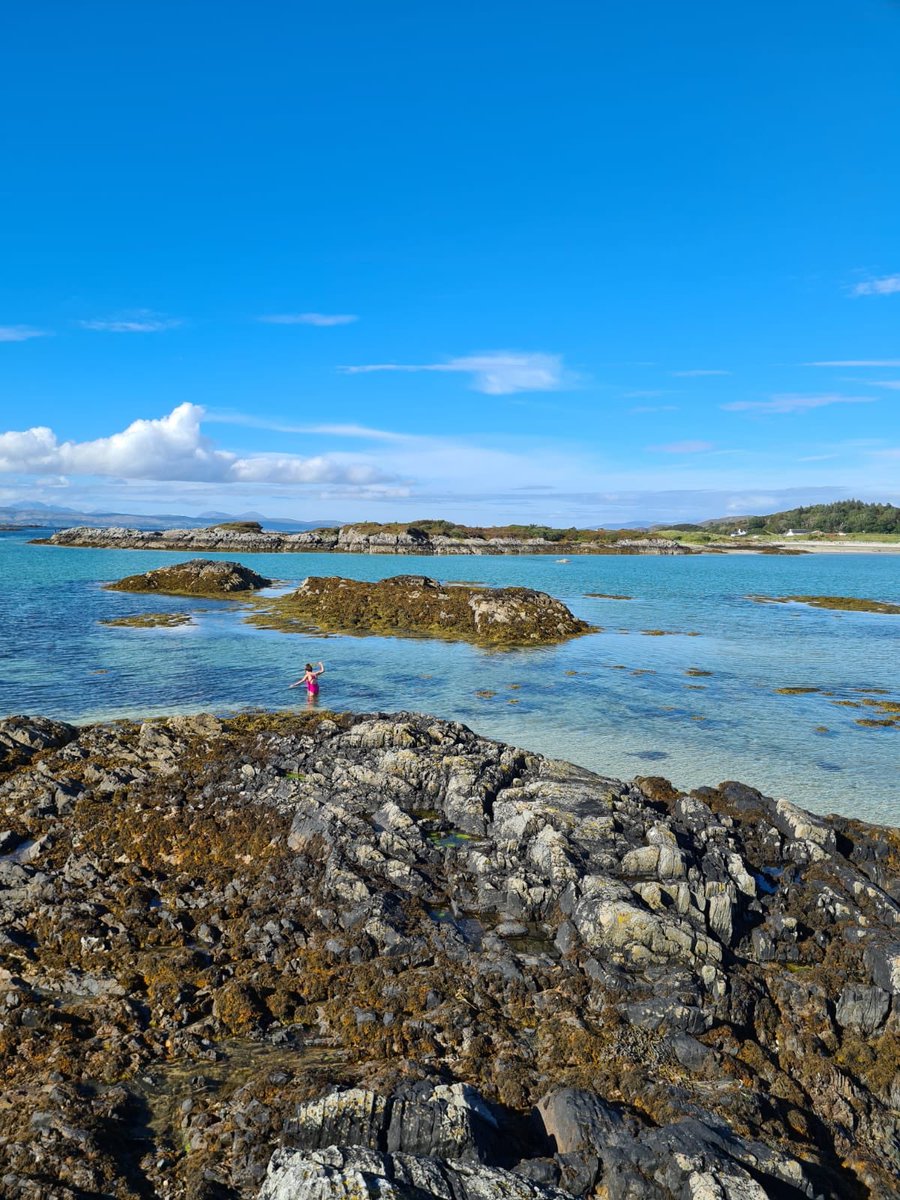 dannigordon's tweet photo. @steviepattisond @ArtyBagger Awkward like... this was last week at Portnaluchaig Beach and Sanna Bay. That’s me... in for a dip. https://t.co/worzsuXVpj
