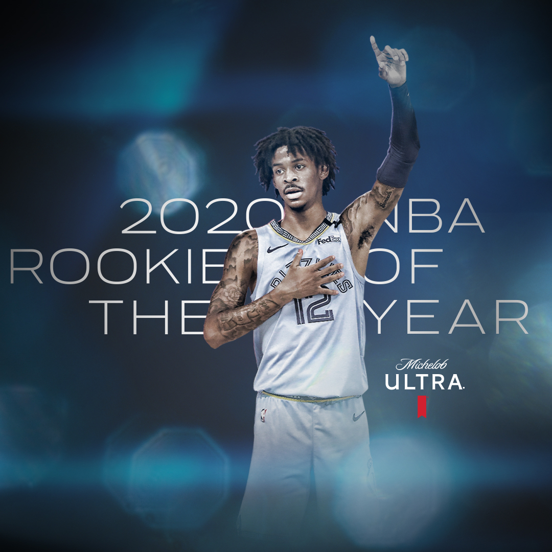 memgrizz's tweet photo. Congrats, @JaMorant! 2019-20 Rookie of the Year! 

📰 https://t.co/b9Ra5WC7dw 

#KiaROY | #NBAAwards https://t.co/m0Bz7093y7