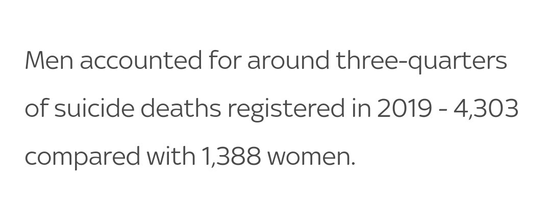 NJM71's tweet photo. These numbers are staggering. I have a couple of close male friends who struggle with depression - it's not a sign of weakness to ask for help, it's a sign of strength. Start talking, fellas 
#ItsOkaytoNotBeOkay #SuicidePrevention https://t.co/A0HXF55ftb