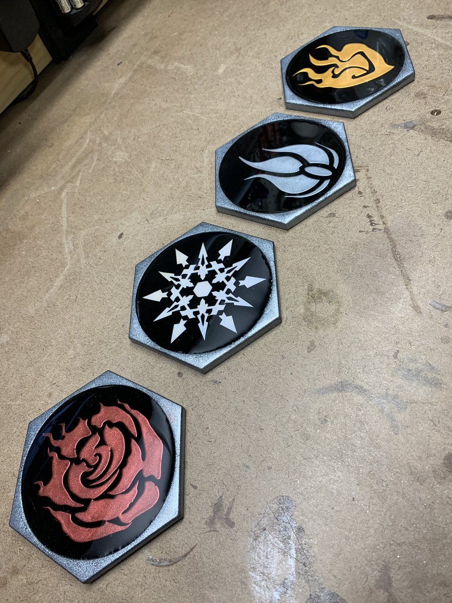 ZeroPointProps's tweet photo. Check out my first attempt of RWBY themed coaster! Iβm really happy with how these turned out! What do you all think? I might have to make a team JNPR set too! Made with @smoothon products from @ramaterials #rwby #rwbyart #smoothon #reynoldsadvancedmaterials https://t.co/ImoZ1VVWf0